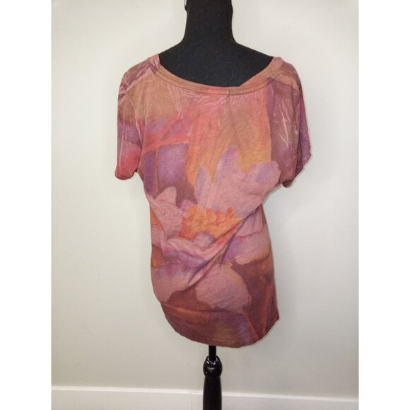 twenty-one Red Orange V-Neck Bleach Washed Short Sleeve Tee Size Large - Picture 3 of 6